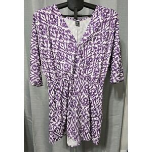 Women's 0XL Shein Curve Shorts Romper Purple/White